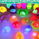 12 Pack Easter Eggs Prefilled with Light Up Glitter Squeeze Squishy Stress Balls Relief Fidget Toys Filler , Glow in The Dark Easter Basket Stuffers Essential Gift Kids Adults Surprise Egg Hunt Favor