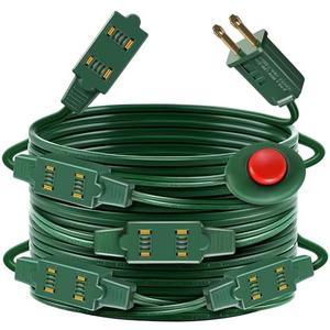 Enhon Indoor Lighted Foot Switch Extension Cord, Foot Switch Extension Cord Outdoor with Sticker, for Christmas Home Kitchen Holiday Decorations, Green(15 Outlets,21 ft)