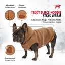 Tuff Pupper Fleece Dog Hoodie Sweater | Teddy Sherpa Outer & Soft Polar Fleece Lining | Adjustable Fit Winter Coat with Hood, Leash Hole, Ribbed Cuffs (Brown, XL)