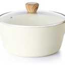 SENSARTE Ceramic Nonstick Stock Pot with Lid, 2.6/4.5/6.6/8.5 QT Soup Pot Casserole Pot, Non-toxic Healthy Pasta Pot, Large Cooking Pot Stew Pot, Induction Compatible, PFOA PFAS PTFE Free, White