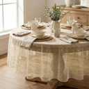 Horaldaily Beige Gold Gauze Tablecloth 60x60 Inch Round
Golden Sequin, Sheer Tulle Cheesecloth, Wedding Baby Shower Ceremony Birthday Decor
