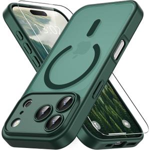 Vansdon for iPhone 17 Pro Case, Compatible with MagSafe, Magnetic Translucent Matte Slim Protective Cover with 1 Screen Protector - Military-Grade Drop Protection (Dark Green)