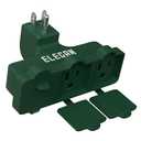 Elecan 3-Outlet Wall Plug Adapter Green,Heavy Duty Outdoor Power Splitter,Weatherproof Multi Outlet Extender with Safe Cover,3-Prong Grounded Plug,Ideal for Holiday, Home and Office,EL ETL