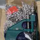 QWORK - Hand Press Heavy Duty Eyelet Grommet Machine Punch Tool Kit with 3 Dies and 1500 Pcs Silver Grommets