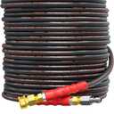 Pressure Washer Hose 100FT 1/4" for Cold & Hot Water (Up to 140) 4200 PSI Kink Resistant Industrial Grade Steel Wire Braided QC Ends with 3/8" Adapters for Professional and Home