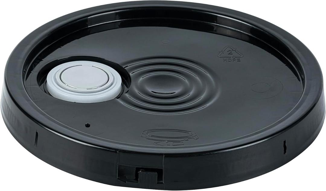 Restaurantware-LID ONLY: Clean Tek Professional 12.75 Inch Bucket Lid With Pour Spout, 1 Cover With Tear Tab And Gasket - Pail Sold Separately, Fit 3.5 And 5 Gallon Bucket, Black Plastic