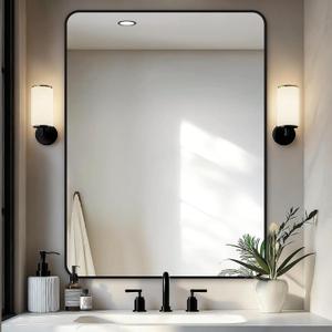 Delma Bathroom Vanity Mirror, Black Framed Bathroom Mirror for Over Sink, High-Definition Bathroom Mirror, Versatile Bathroom Vanity Mirror, Hangs Horizontally or Vertically(30x40, Black)