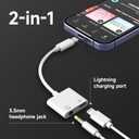 [Apple MFi Certified] 2 Pack Lightning to 3.5mm Headphone Jack Adapter, 2 in 1 Headphone Adapter Aux Audio and Charger Adapter Dongle Cable Splitter Compatible with iPhone14/13/12/11/XS/XR