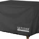 ULTCOVER Rectangular Gas Fire Pit Table Cover 52x34 inch Waterproof Heavy Duty Firepit Cover, Black