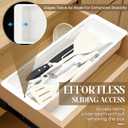 2 Pack Deep Drawer Organizer Bins, Sliding Drawer Organizer Bin Expandable and Adjustable Tray for Kitchen Utensils, BBQ Tools, Towels, Durable Plastic Sliding for Easy Storage(17.4-27.6")