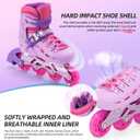 SWAY Inline Skates 4 Size Adjustable for Girls and Boys, All Wheels Light Up, Outdoor Inline Skates for Kids and Youths Age 4-16, Lightweight & Comfortable for Beginner (Purple)