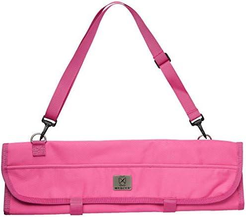 Mercer Culinary 7-Pocket Knife Roll Storage Bag, Pink