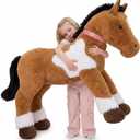 MaoGoLan Large Horse Stuffed Animal, Big Horse Plush Toy for Girl Boy, Ridable Stuffy Pony for Kid, Stuffed Pony Plush Pillow for Baby Shower, Mother's Day Birthday Gifts, Party Favor Decor, 47 inches