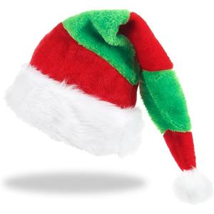 MGahyi Christmas Hat,Santa Hats for Adults Men Women Xmas Hat Christmas New Year Party Decorations and Supplies Red Green