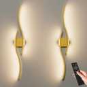 hunhun Battery Operated Wall Sconces Set of Two, Wireless Wall Sconce with Remote Control, Gold Rechargeable Sconces 3000K-6500K, RGB Dimmable Wall Lights for Living Room, Hallway, Bedroom