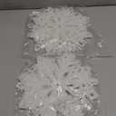 Sratte 12 Pcs Large Glitter Snowflakes Ornaments 12" Plastic Giant Winter Christmas Hanging Decor Oversized Snowflakes Ornaments for Indoor Outdoor (White)