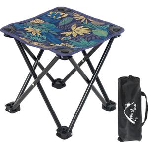 Wind Tour Portable Folding Camping Stool Outdoor Camping Lightweight Samll Chair for Fishing Hiking Gardening and Beach with Carry Bag (Medium Blue -1)