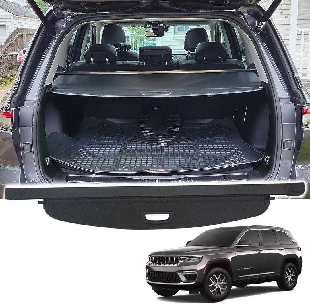 Vesul Retractable Cargo Cover Compatible with Jeep Grand Cherokee (2 Row WL) & 4XE 2022 2023 2024 2025 Security Shade Shield Tonneau Cover Anti-Peeping Luggage Privacy Screen