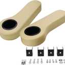 Golf Cart Rear Seat Armrest Cup Holder - Compatible with EZGO, Club Car, Yamaha, More (Non-Drilling Brackets, Beige)