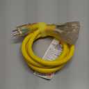 1 FT 12/3 Gauge Outdoor Extension Cord with Multiple Outlets Light Indicator, Flexible Weatherproof 3 Outlet Heavy Duty Extension Cord Waterproof Yellow, 15A 1875W 12AWG SJTW, ETL Listed