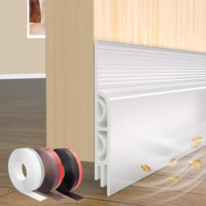 3 x 78 inch Door Draft Stopper, Strong Adhesive Under Door Sweep for Exterior & Interior Doors Insulation,Soundproof Door Bottom Weather Stripping Seal Dust Blocker and Noise Stopper,White