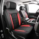 JOJOBAY Chevy Silverado Seat Covers,Leather Seat Covers for GMC Sierra,Custom Fit 2007-2026 1500 2500HD 3500HD Crew Double Extended Regular Cab,LT LZT RST Trail Boss(Full Set,Black Red)