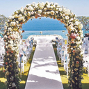 Metal Garden Arch,7.8 Feet High x 5.5 Feet Wide Sturdy Metal Arbor with Sharp Ends for Climbing Vines and Plants,Weddings Quinceaneras Party Decoration