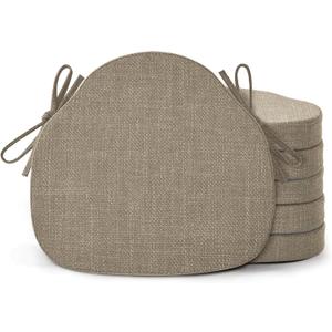 Shinnwa Kitchen Chair Cushions Set of 6, High-Resilience Foam Windsor Seat Pads, Dining Chair Cushions with Ties & Textured Cover, 6 Pack, 16.5 x 15.5 x 2, Light Brown