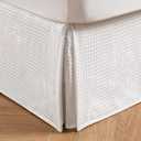 MIYE Pleated Waffle Weave Bed Skirt, Tailored Dust Ruffle 12 Inch Drop Easy Fit, Machine Washable (White, Full - 12" Drop)