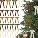 Glitinsel Brown,Khaki,Beige,Moss Green 24 Pcs Velvet Bows Christmas Tree Ornaments Valentines Day Bows Decoration for Garland Home Coquette Wedding Decor (5 x 7 InchWidth of 1")