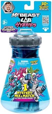 MRBEAST LAB Hybrids Single Pack, Mix & Match Millions of Combinations to Create The Ultimate Beast and Reveal Individual Beast Parts to Create 1 of 10 4" Hybrid Figures, 30+ to Collect