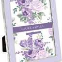 Laura Ashley 4x6 Lavender Enamel Picture Frame, Silver Metal Edge with Easel, for Countertop, Counterspace, Tabletop Display, Bookshelf, Desk, Wall Dcor, Photo Gallery (4x6, Lavender W/Silver)