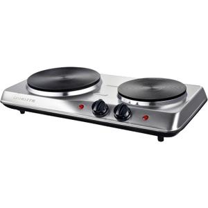 OVENTE Electric Countertop Double Burner, 1700W Cooktop with 7.25" and 6.10" Cast Iron Hot Plates, Temperature Control, Portable Cooking Stove and Easy to Clean Stainless Steel Base, Silver BGS102S (BGS102S)