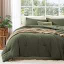 WRENSONGE Oversized Queen Comforter Set - 3 Pieces Prewashed Olive Green Comforter Soft Lightweight for All Seasons,Down Alternative Comforters Oversized Queen Size with 2 Pillow Shams