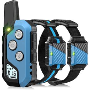 Dog Training Collar for 2 Dogs, Waterproof Dog Training Collar with Remote, 3 Training Modes, Rechargeable Electric Training Collar for Dogs (Blue)