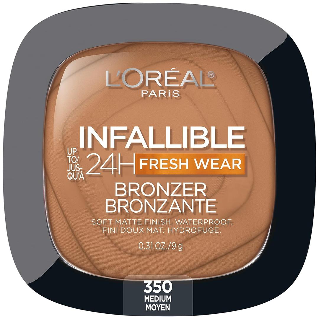 L'Oreal Paris Infallible Up to 24H Fresh Wear Soft Matte Longwear Bronzer. Waterproof, heatproof, Transfer, Humidity and Sweatproof, Medium, 0.31 oz