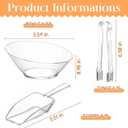 30 Pcs 2 oz Clear Plastic Dessert Cups with 15 Plastic Scoops and 15 Tongs, Disposable Party Supplies Mini Serving Bowls for Ice Cream Toppings Sauce Dip Tasting Wedding Birthday Tea Party