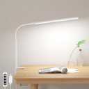Lepro Small Desk Lamp with Clamp, LED Reading Lamp with 3 Color Modes 10 Brightness, Dimmable USB Clip on desk light with Gooseneck Swing Arm for Bed Headboard, Workbench, Home Office and Nail (White)