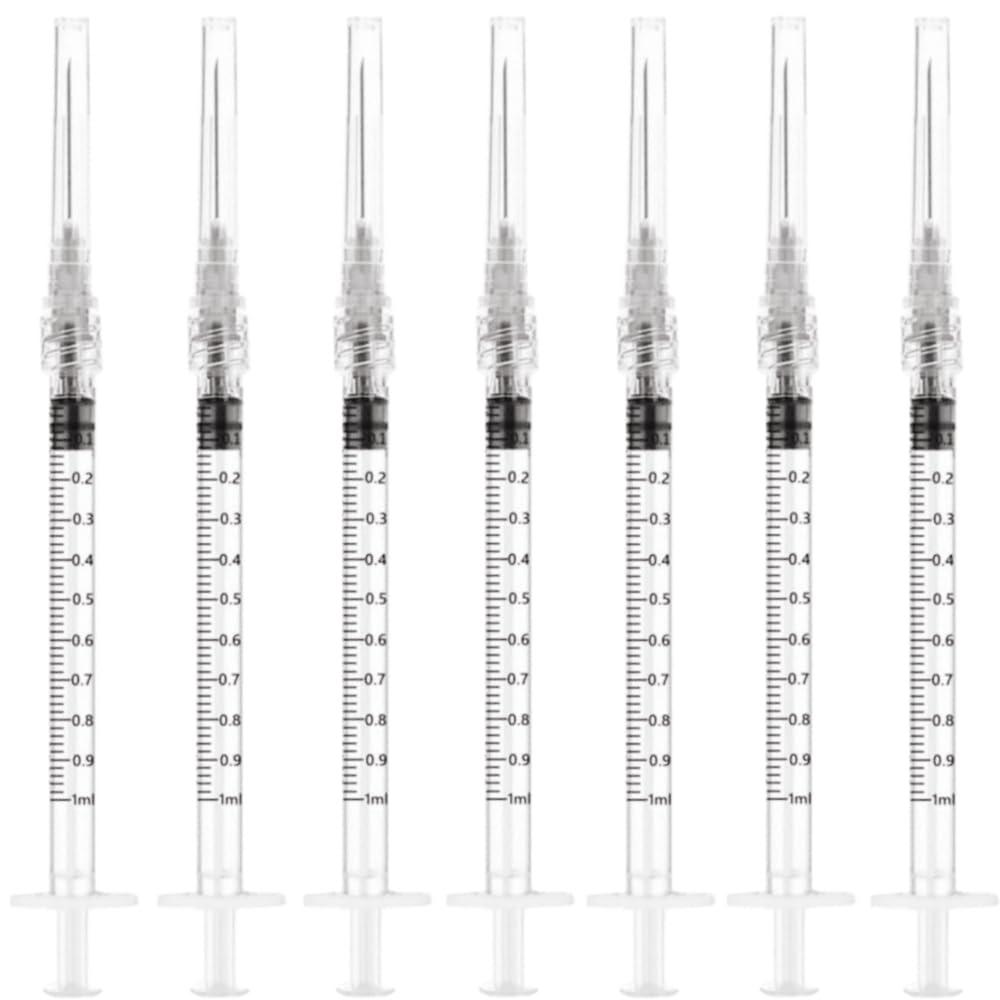 50 Pack Luer Lock 1ml 27Ga - 1 Inch Sample Measuring Syringe Lab Supplies, Individually Sealed Wrapped