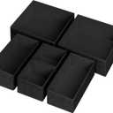 Criusia 6 Pack Clothes Drawer Organizer Dividers, Fabric Foldable Closet Dresser Drawer Organizer for Clothing, Bra Sock Underwear Drawer Organizer for Nursery Bedroom Organization (6 Bins, Black)