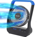 Battery Operated Fan, Camping Fan Battery Powered, Super Long Lasting, Portable D-Cell Battery Powered Desk Fan with Timer, 3 Speeds, Quiet, 180° Rotation, for Office,Bedroom,Outdoor, 5'', Blue