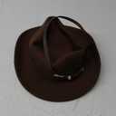 Cowboy Hat for Boys Girls Western Felt Fedora Hat for Kids 3-6 Years (4-8 Years, Brown With Westner Belt)