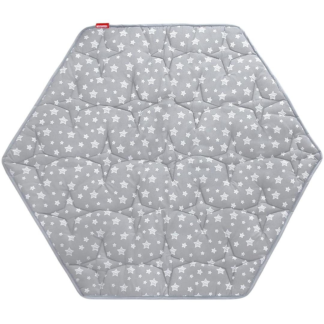 Hexagon Playpen Mat, Baby Playmat Fits Regalo Portable Play Yard 48 Inch and hiccapop 53" PlayPod Playpen, 6 Panel Playpen Mattress Non Slip Pad Mat (Grey With Star)