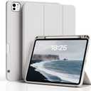 Case for iPad Pro 12.9-inch 2022/2021(6th/5th Gen), iPad Air 13 Inch (M4/M3/M2,2026/2025/2024) with Pencil Holder, 2nd Gen Pencil Charging, Auto Sleep/Wake, Flexible TPU Protective Cover (Gray)