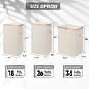 BALEINE Laundry Hamper with Lid, Tall Laundry Baskets with Bamboo Pull Handles, Large Laundry Bin with Internal Support (36 Gal/140L, Beige), 140 Liters