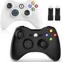 For Xbox 360 Controller, PC Wireless Gamepad with Ergonomic Grip/Upgraded No Drift Joystick/for Xbox 360 & Slim,Windows 11/10 (2 Pack, 2.4G Black) (Black and White)