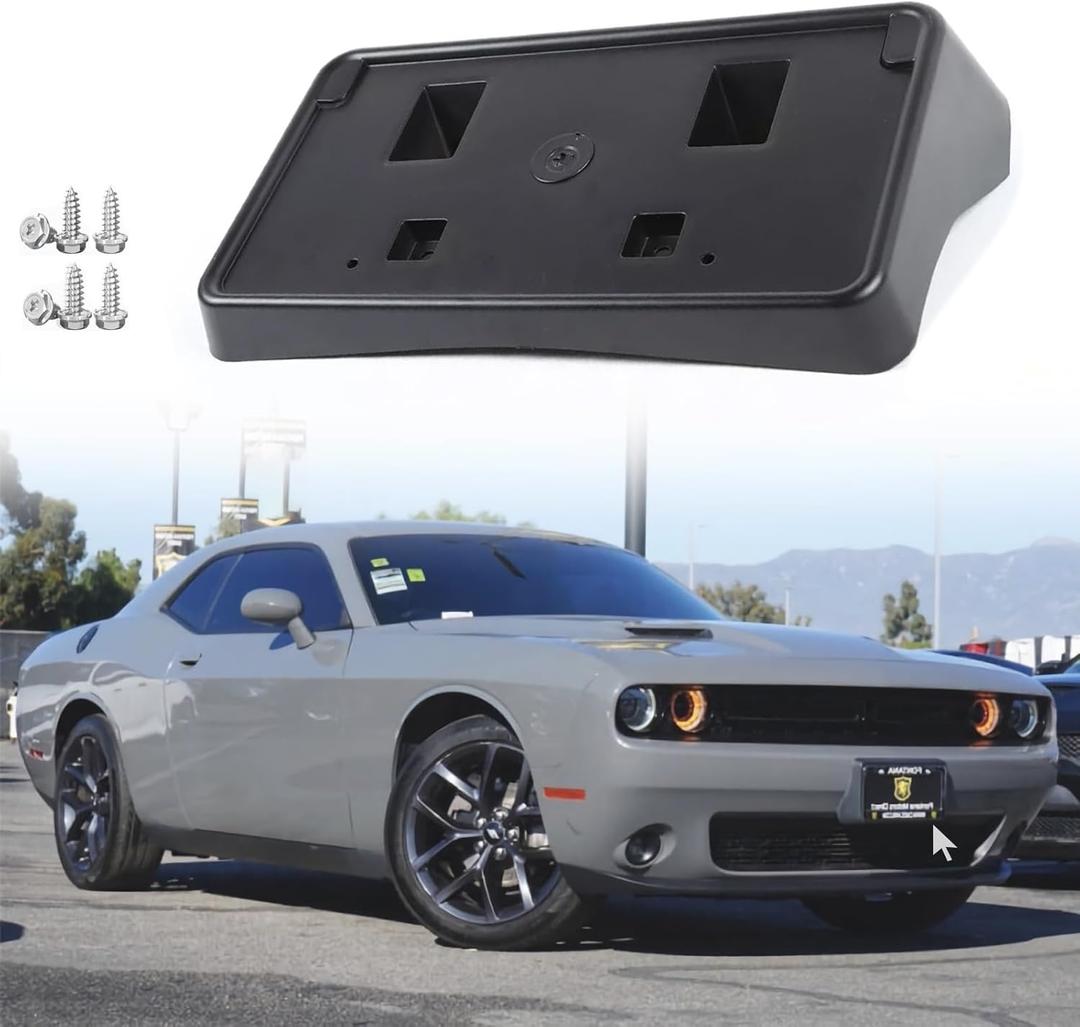 Front License Plate Frame for Dodge Challenger 2015-2024 (Not Fit Widebody Models) Front Bumper License Plate Holder Mounting Bracket Cover Replace # 68175091AA CH1068146