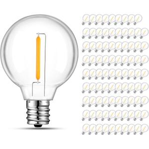 GvvooHome 90 Pack LED G40 Replacement Bulbs for String Lights, Shatterproof Plastic Globe Bulb for Indoor Outdoor Patio Decor, E12 Candelabra Socket Base, Warm White