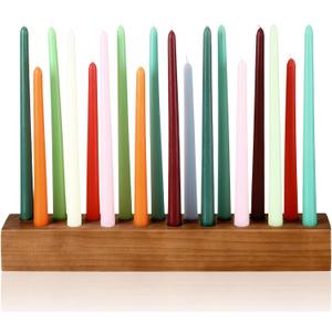 Mumufy 18in Long Wooden Taper Candle Holders for Birthday Party Candlestick Table Centerpiece Giant Wooden Farmhouse Candle Holders Decorations for Birthday Wedding Anniversary Desktop(Dark Brown)