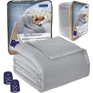 Thermee Micro Flannel Heated Blanket King Size - 10 Settings, Rapid Heating, Luxuriously Soft - Slate Grey